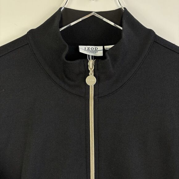 Izod Movement Womens Track Jacket Petite L black full zip Pickleball preppy Golf - Picture 5 of 16
